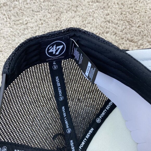 Charlotte Hornets 47 Trucker Hat Foam Snapback White Black Mesh Script Logo Cap - Picture 7 of 8